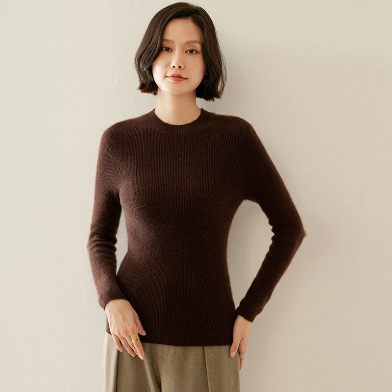 【崔万志工厂】一线成衣100%羊毛衫圆领女修身针织衫秋冬百搭打底衫