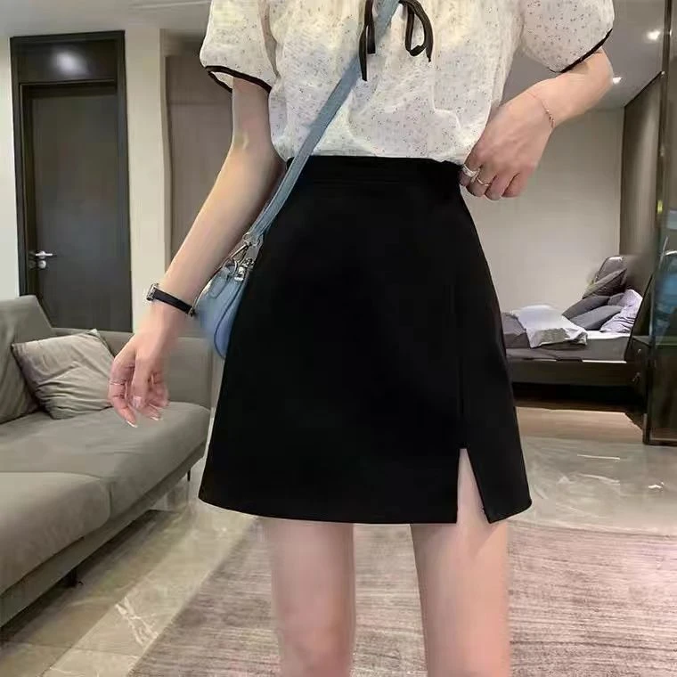 半身裙女夏季高腰显瘦包臀防走光开叉裙裤西装梨形遮胯半身a字裙