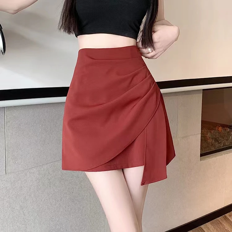 大码高腰黑色半身裙春夏黑色百搭a字裙胖mm显瘦遮肚子包臀短裙女