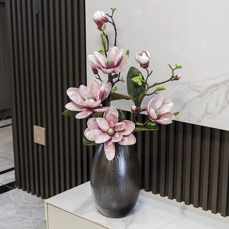 玉兰花 高品质仿真花 室内玄关角几电视柜高端插花摆件装饰大假花