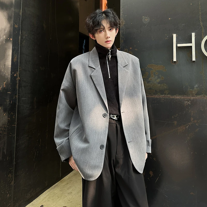 休闲西服外套男士春秋季韩版高街潮流高级感痞帅宽松帅气百搭西装