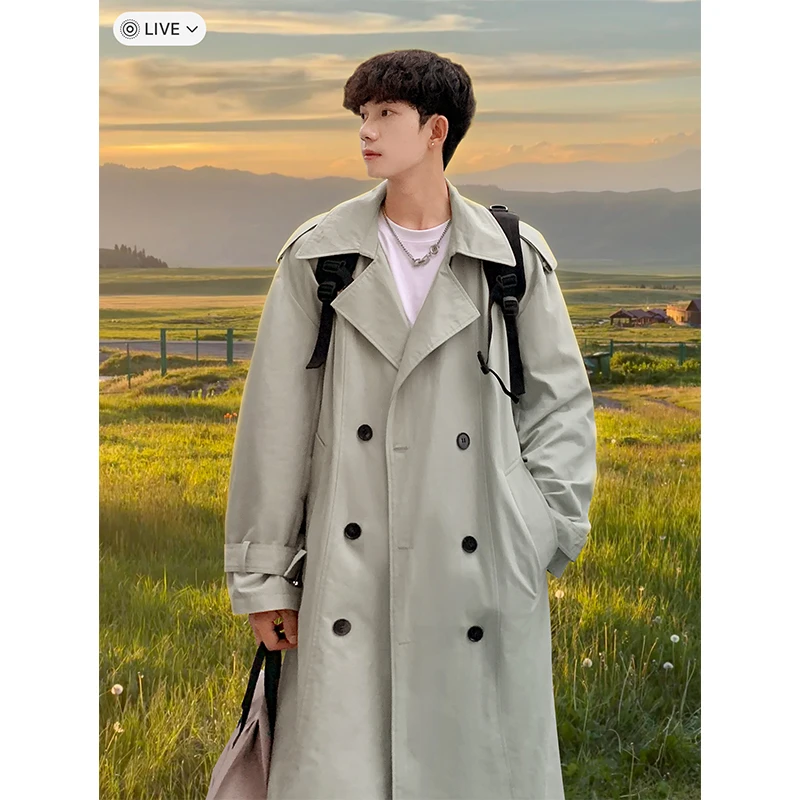 中长款风衣外套男款2024春秋季新款高级感韩系痞帅情侣装过膝大衣