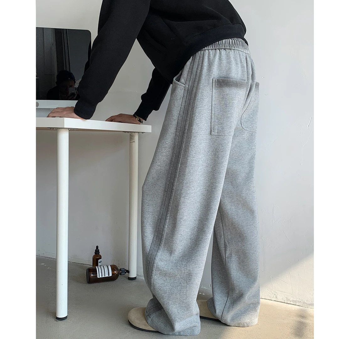 灰色弯刀卫裤男款2025秋季cleanfit休闲运动裤子宽松直筒阔腿长裤
