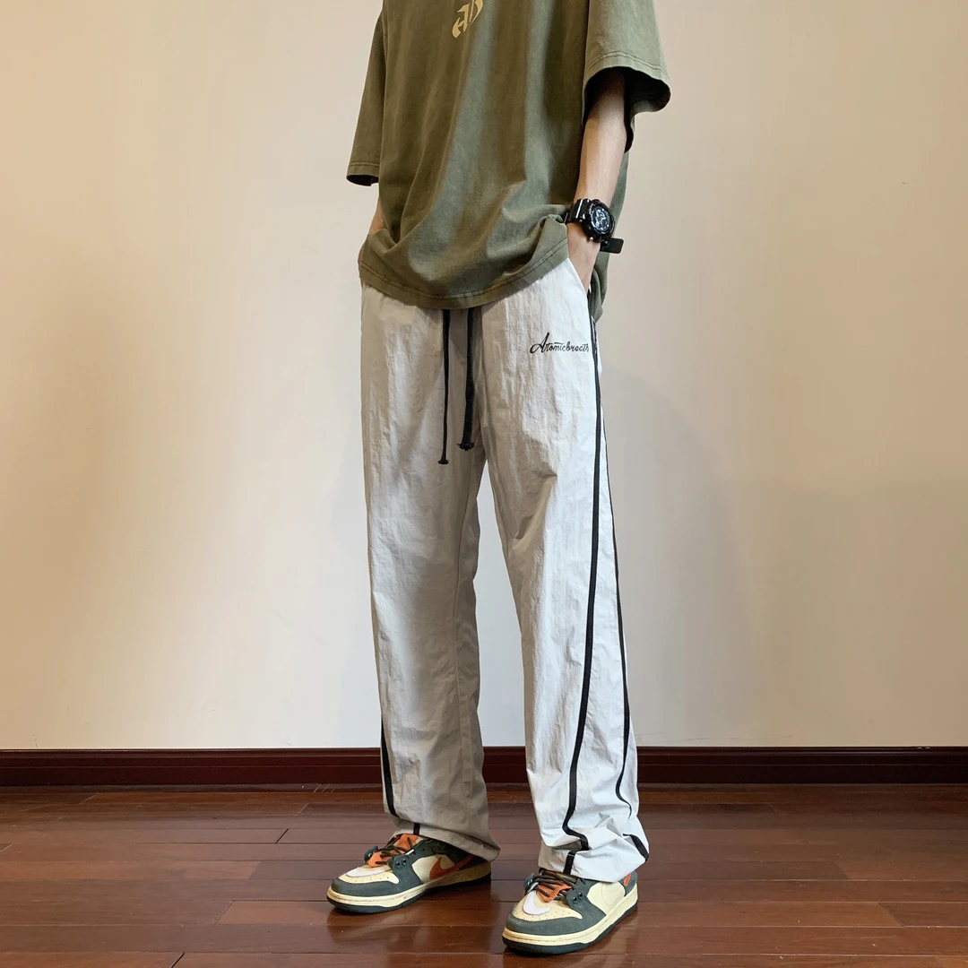 美式高街速干裤子男士夏季薄款运动休闲长裤潮牌痞帅高级感伞兵裤