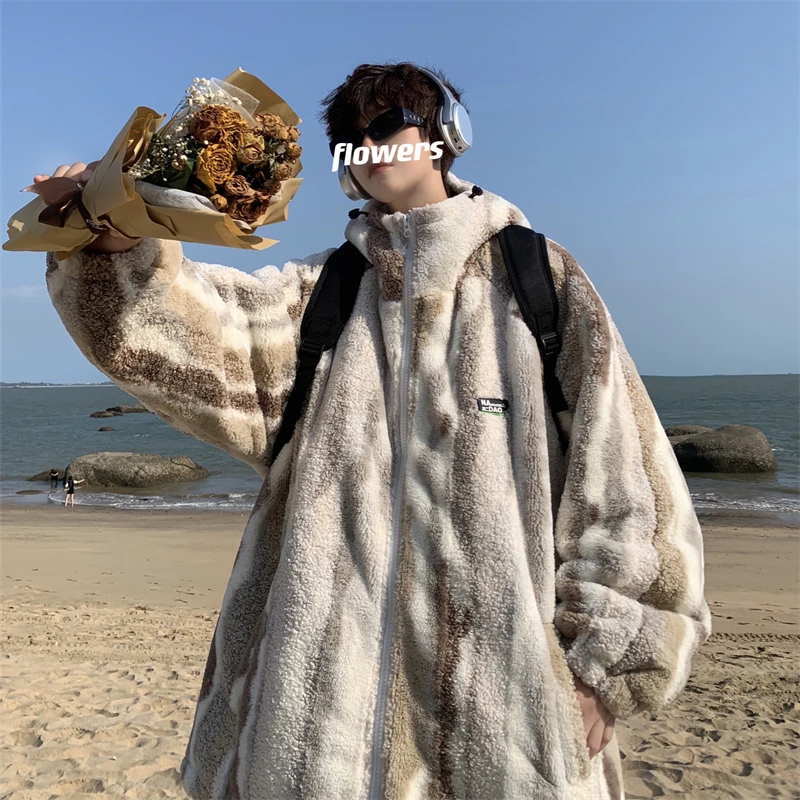 羊羔绒棉衣外套男士冬季新款棉袄子加厚保暖宽松大码潮牌学生棉服