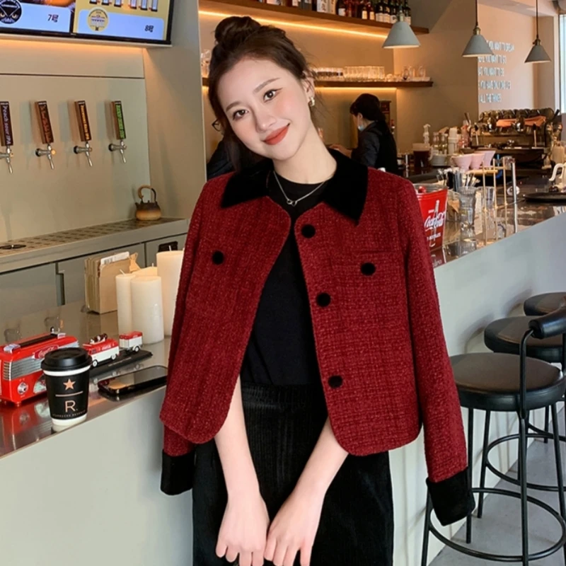 通通831#法式气质名媛百搭洋气上衣女新款小香风高级感毛呢外套