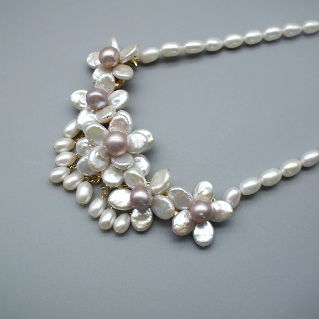 铜合金项链 原创巴洛克项链吊坠手作，古风手工气质白色轻奢糖果色