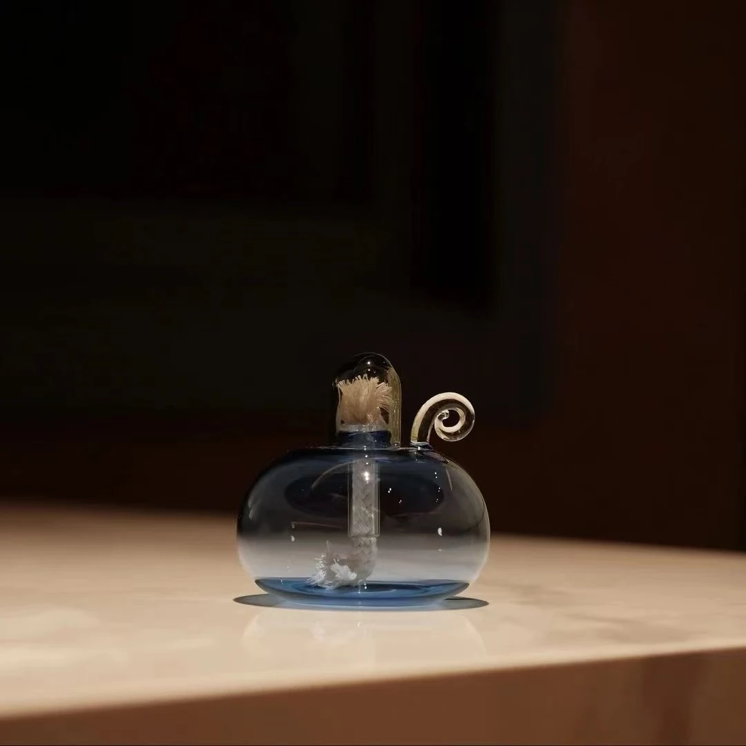 【海浪茶室】古卷尾草小油灯蓝色