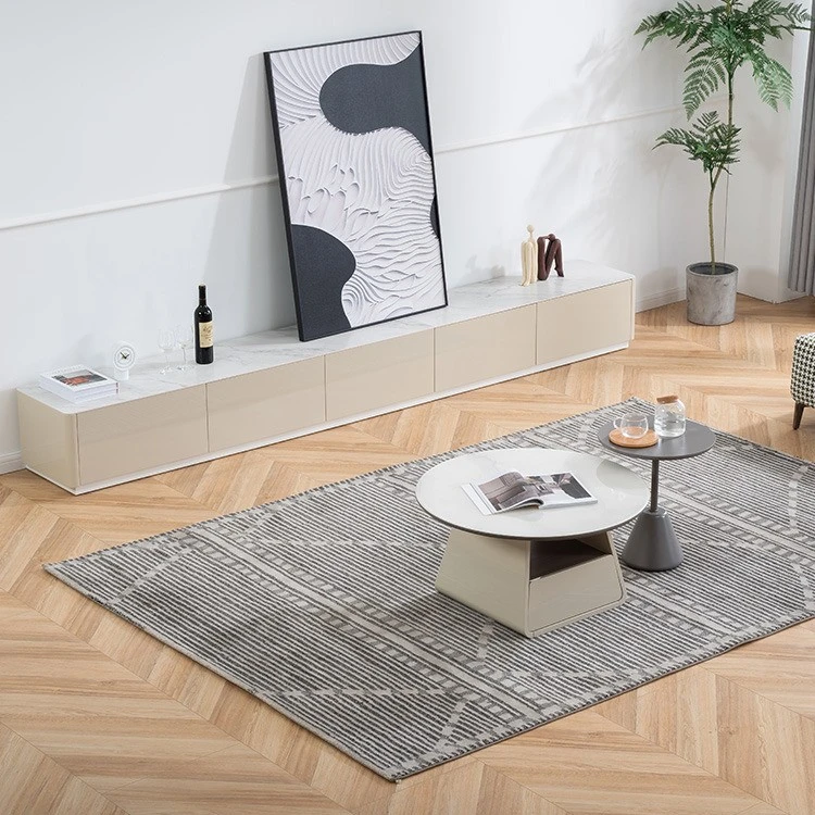 【售罄】简约现代轻奢玻璃茶几岩板落地电视柜组合极简