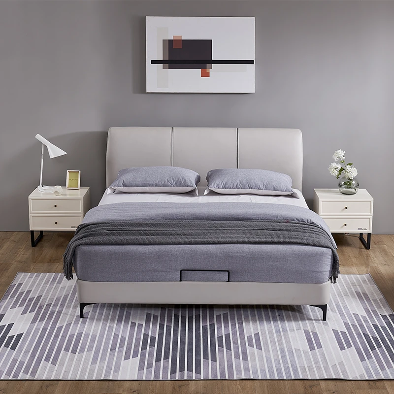 掌上明珠现代极简软床主卧1.5米1.8m生态皮软靠双人皮床婚床CX