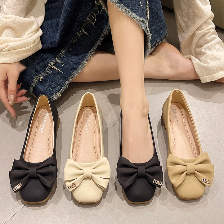 YYCORAL/宇逸瑚新款粗跟平底春季软底防滑软底浅口舒适女款女鞋