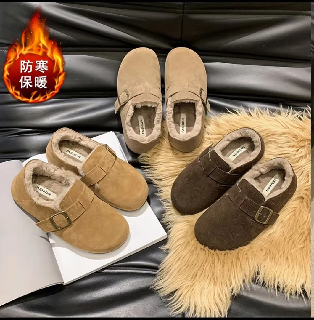 YYCORAL/宇逸瑚内增厚底软底勃肯鞋加绒冬季复古韩版百搭棉鞋女鞋