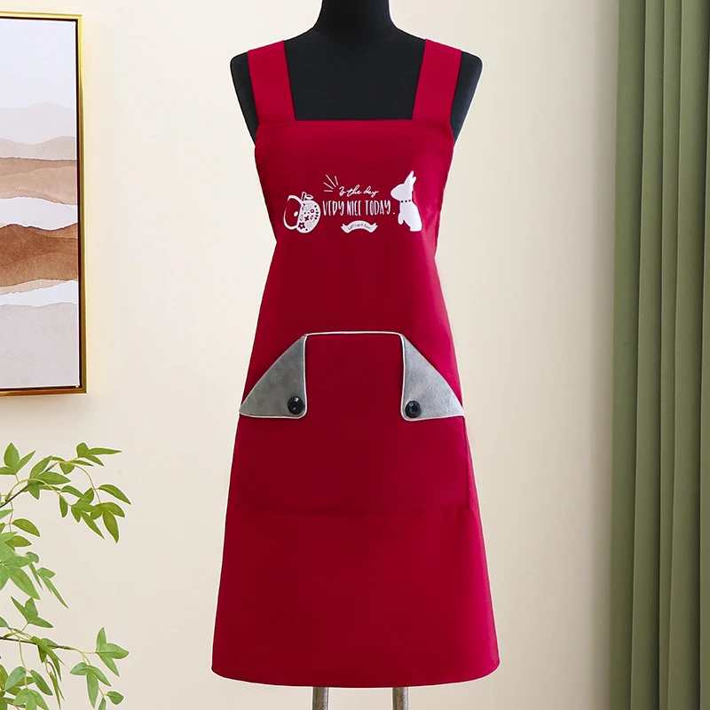 新款成人防水围裙防油上班工作耐脏时尚围裙厨房做饭食堂耐脏围裙