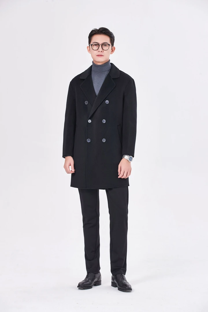 EI＆DF/埃登100%羊毛大衣男士秋冬季高端微落肩双排扣中长款外套16