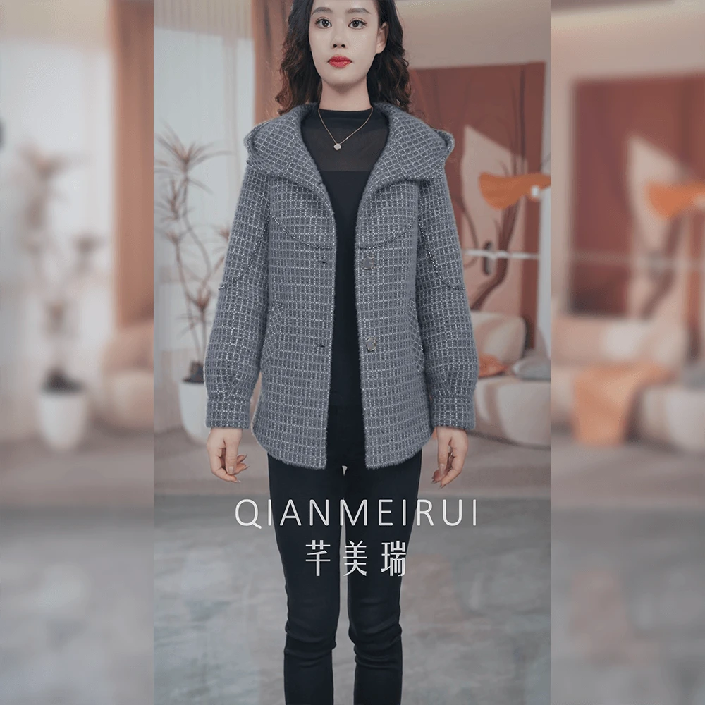 QIANMEIRUI/芊美瑞24D-714 高端气质减龄休闲洋气加厚毛呢外套