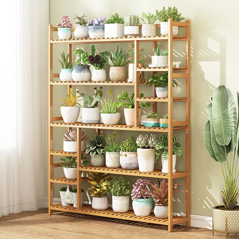 楠竹家用花架落地阳台室内置物架盆景植物客厅多肉储物收纳架多层
