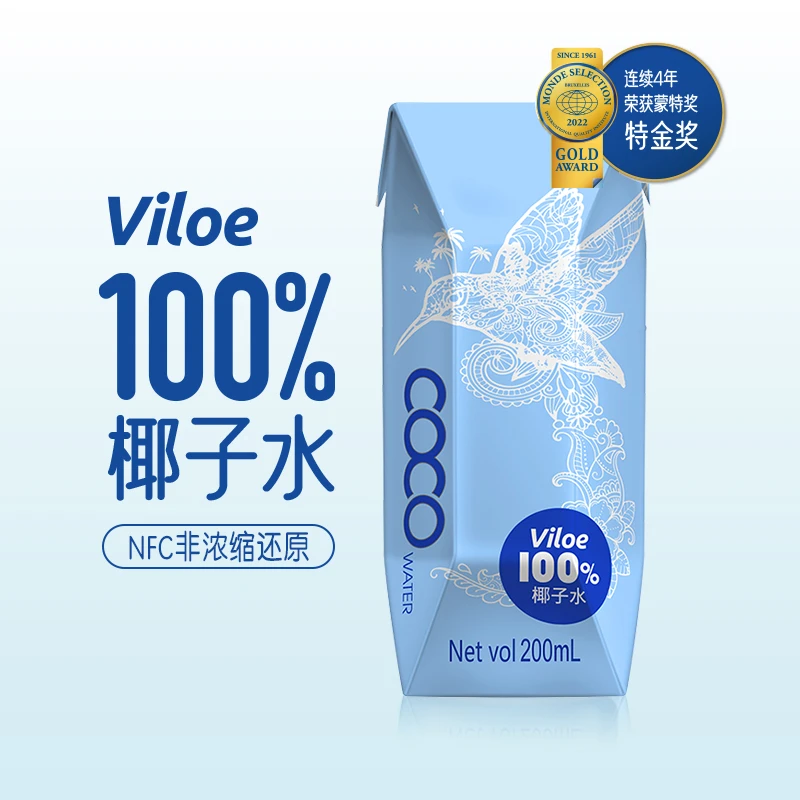 界界乐唯乐蜜语 越南进口100%椰子水200ml*12盒装D