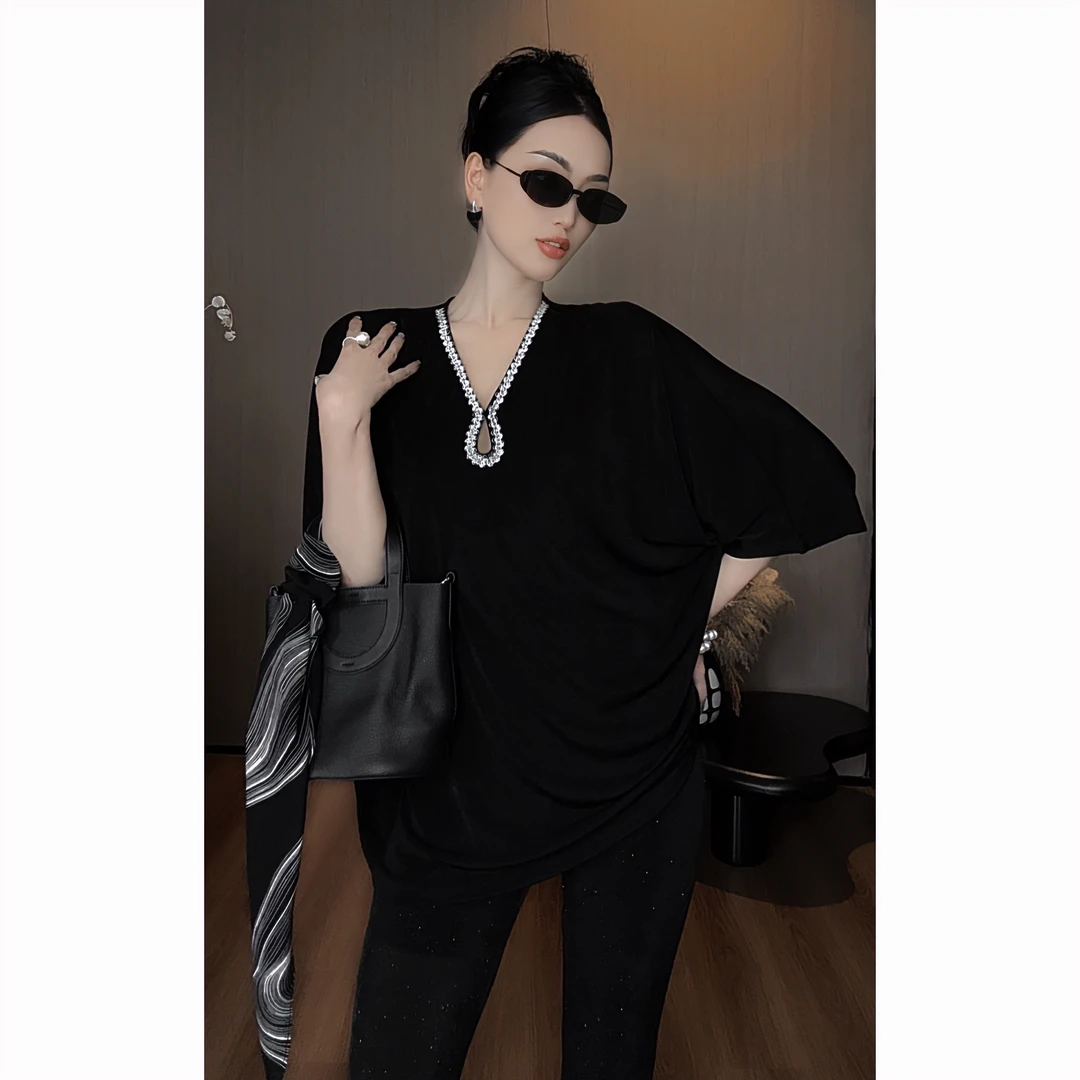 紫紫  典藏主义 高弹延展肌理纱上衣夏季百搭短袖t恤女 ZSJC0561