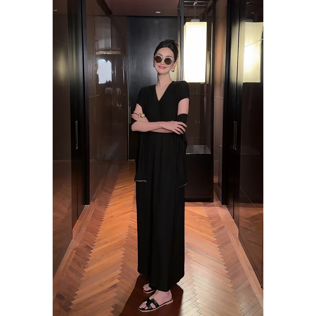 紫紫 精织两件套 绵绵冰垂弹披肩连衣裙夏季显瘦裙子 ZC06LZYL412