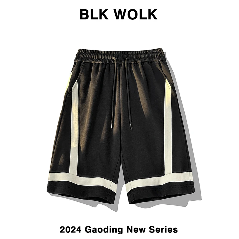 正品BLKWOLK2024新款运动夏季潮流复古情侣美式高街短裤057
