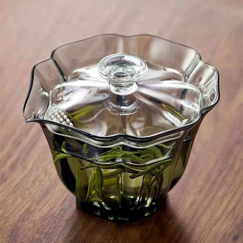 玻璃盖碗茶杯单个高端功夫茶具三才泡茶碗带盖大号家用冲茶器防烫