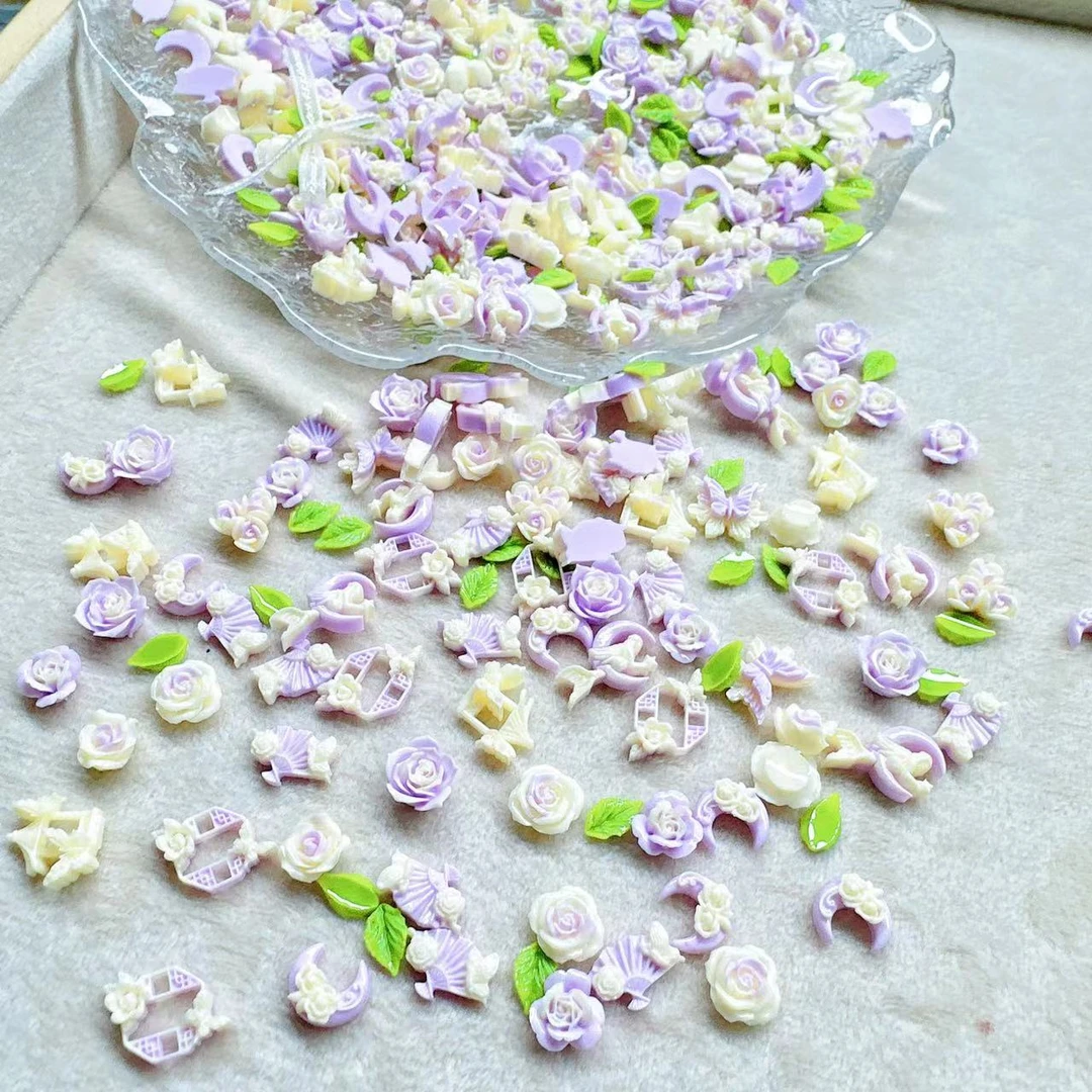 【靑仓浮力】饰逅定制款ins风雕花玫瑰蝴蝶diy穿戴甲花朵饰品混款