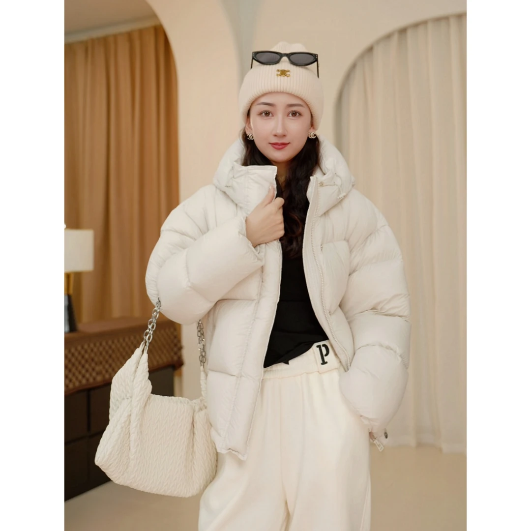【云柔泡芙】新款95白鸭绒柔软舒适细腻丝滑时尚轻奢连帽羽绒服#D