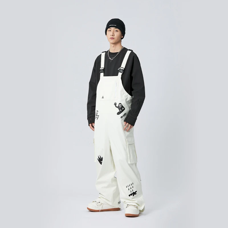 南恩单板滑雪服背带裤女男款防水加厚潮流冬季保暖专业宽松连体裤
