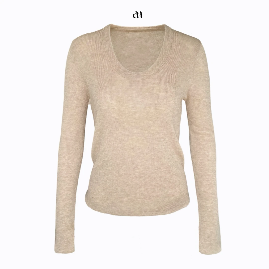 Aiko 专属简约U领羊毛针织衫