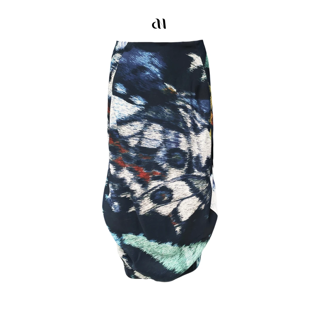 Aiko 专属 印花不规则花苞茧型半裙