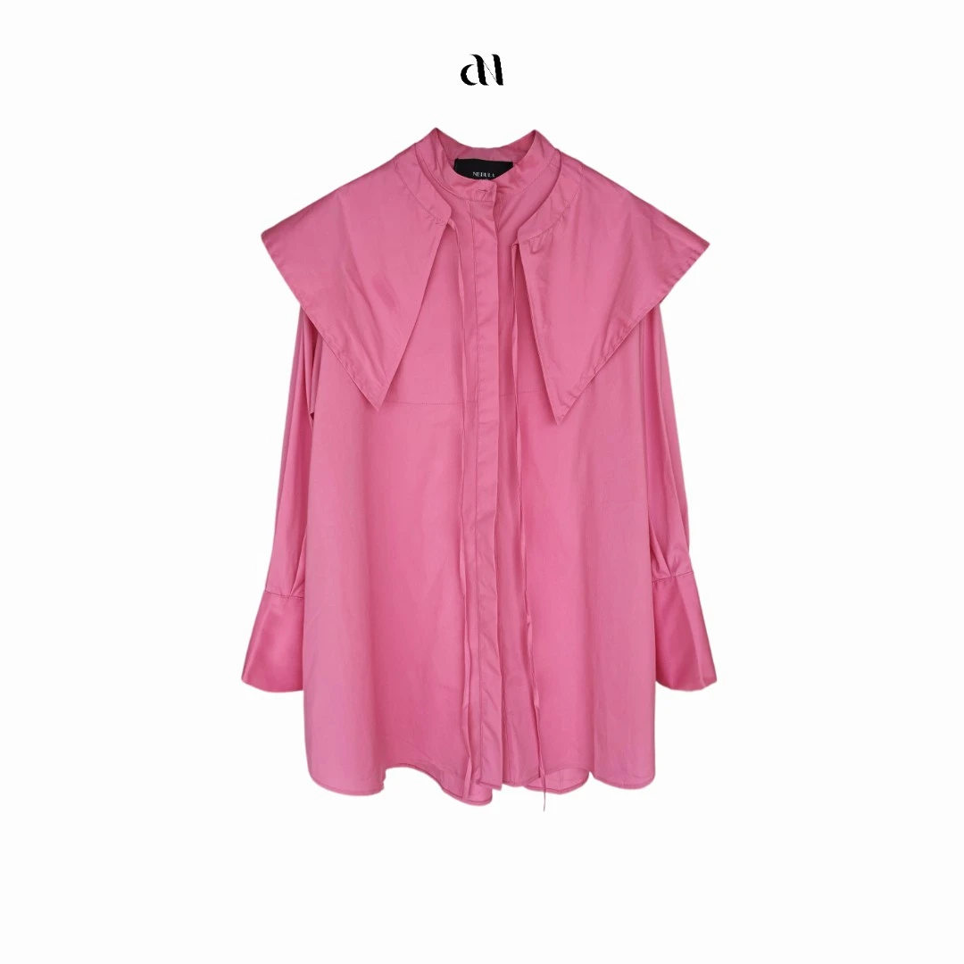 AiKO 专属海军领衬衣   翻领系带时尚减龄设计感气质衬衫长袖女士