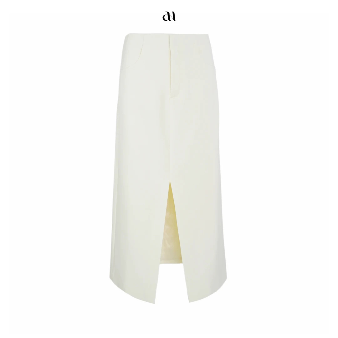 Aiko 专属双口袋复古前开叉半裙