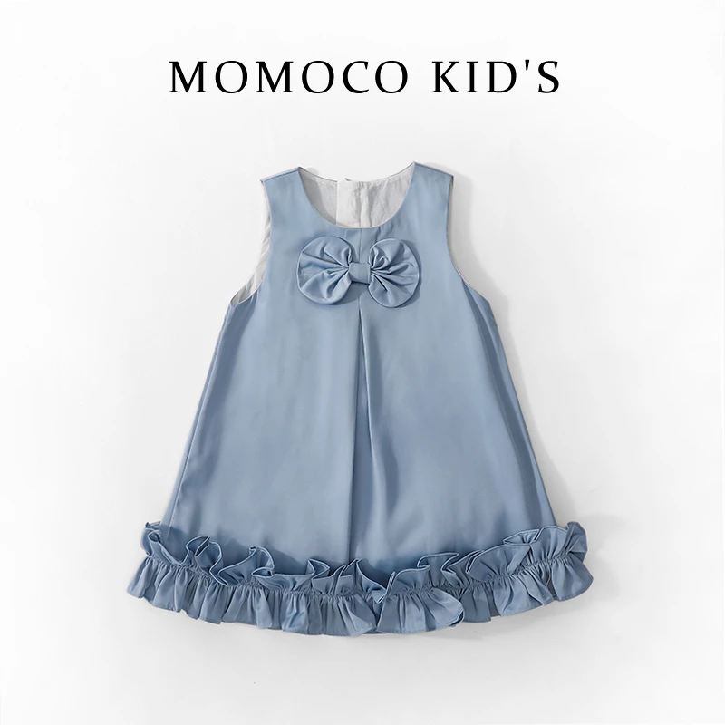 MOMOCO女童2024夏季薄款蝴蝶结甜美儿童连衣裙75680470021