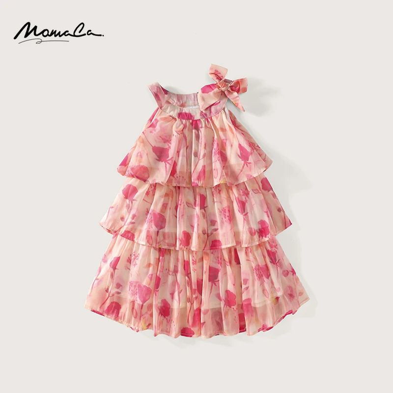 MOMOCO女童夏季洋气碎花挂脖连衣裙75630470077