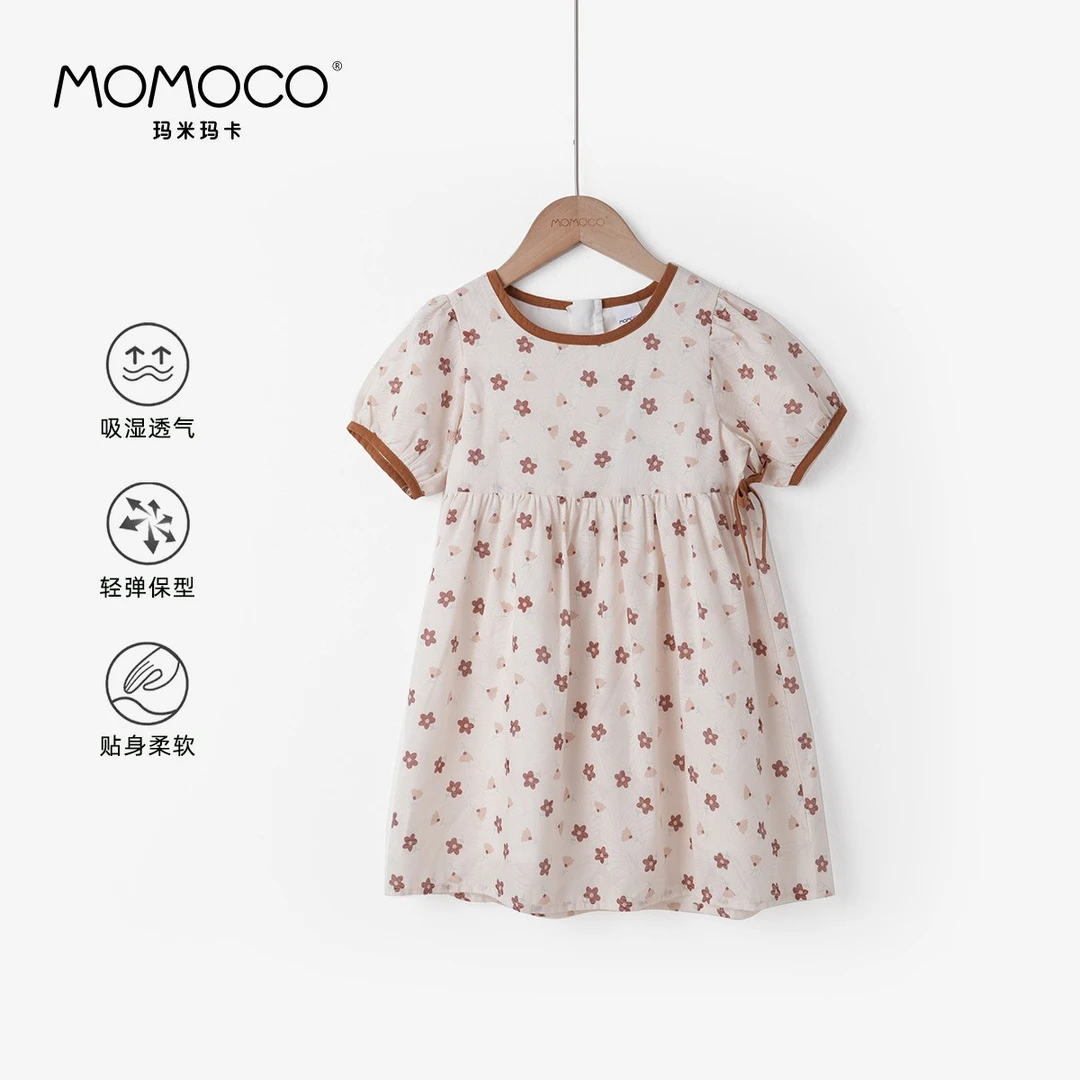 MOMOCO夏季女童经典碎花棉布裙76630476019