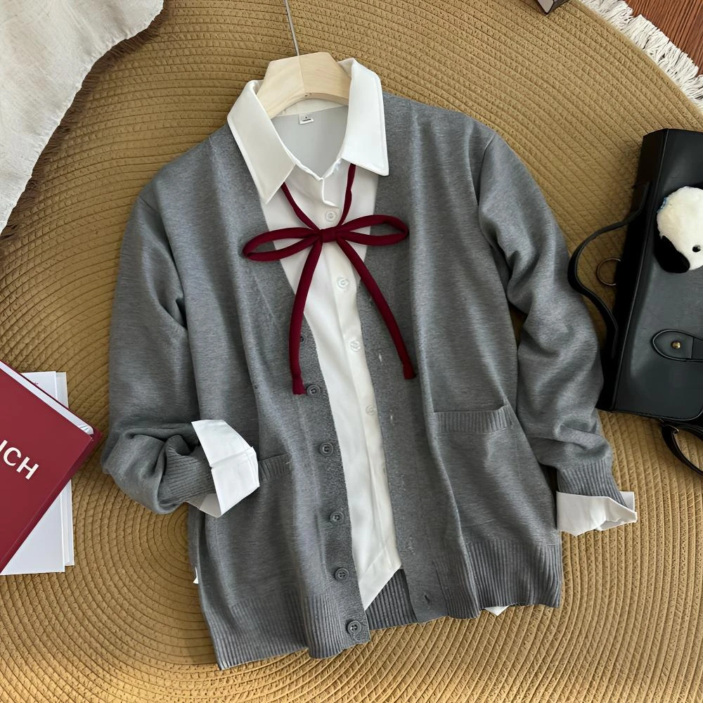 城南诗中意原创JK马甲正版日系学院风薄款针织毛衣开衫校供感秋季