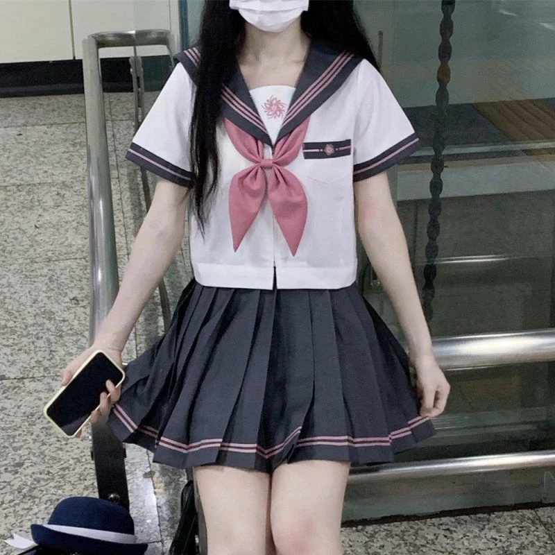 【岁樱】城南诗中意原创日系校供学院风jk制服灰色三本水手服短袖