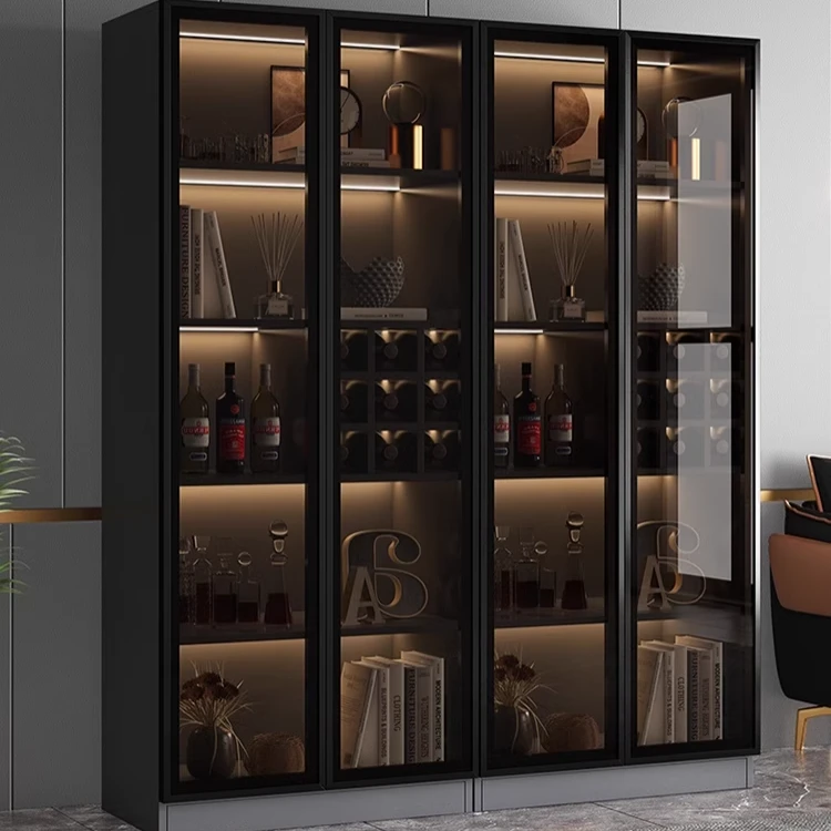 一体柜餐厅酒柜展示柜家用玻璃靠墙储物柜轻奢高档柜子收纳柜