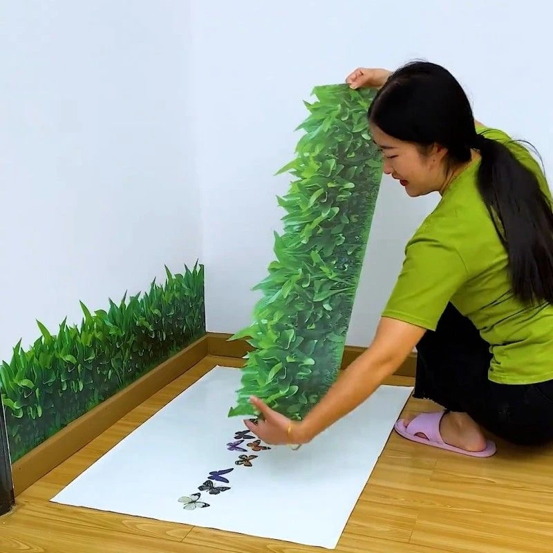 3D小草墙贴画自粘玻璃贴纸防水客厅卧室玄关走廊墙面踢脚线装饰贴