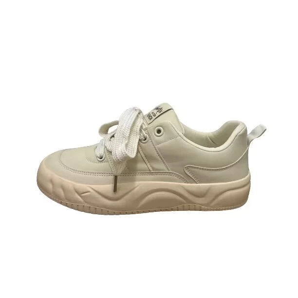 小众设计面包男鞋皮面小白鞋2024秋冬新款潮流厚度大头男士板鞋子