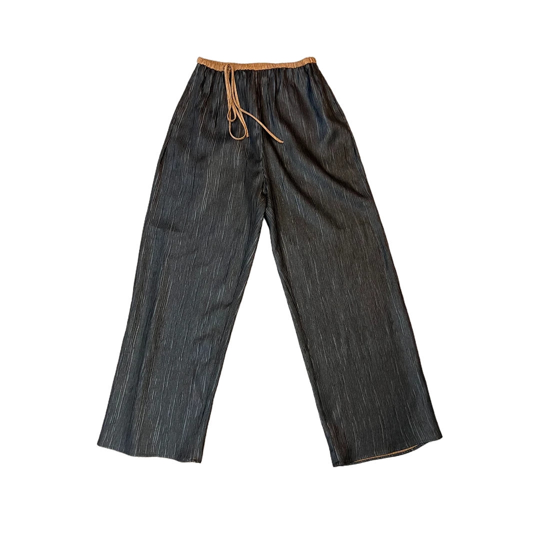 [褶皱]香云纱宽松大码中国风阔腿休闲时尚百搭裤子