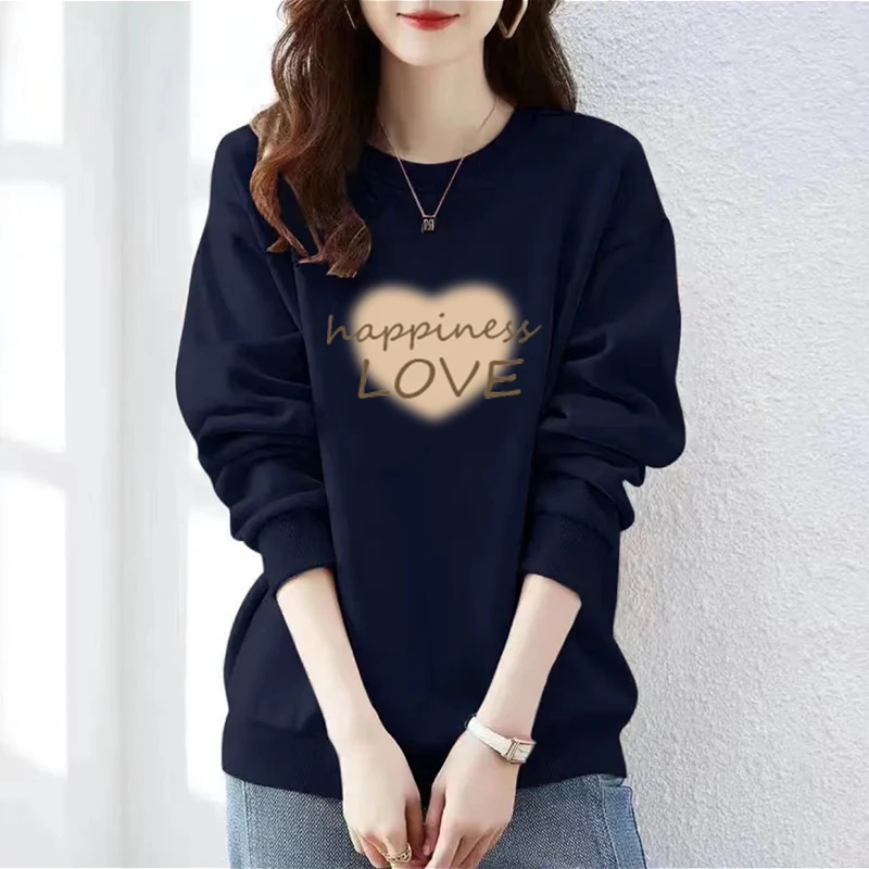 圆领卫衣女士秋冬季新款洋气百搭小个子宽松显瘦遮肉大码时尚上衣