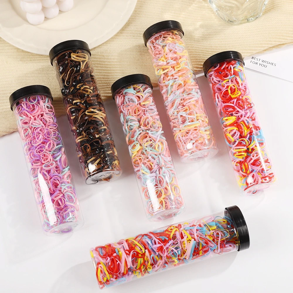 一次性皮筋女童彩色筒装不伤发小号头绳儿童橡皮筋扎头发发圈头饰