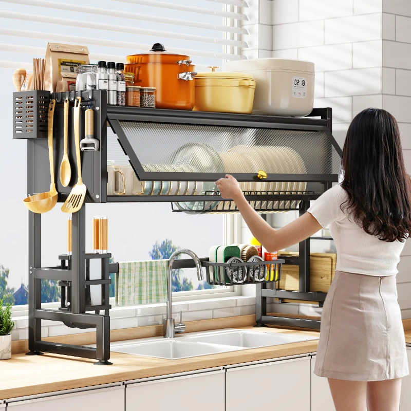 【新疆包邮】厨房水槽碗碟沥水架台面碗碟收纳架水池多功能置物架