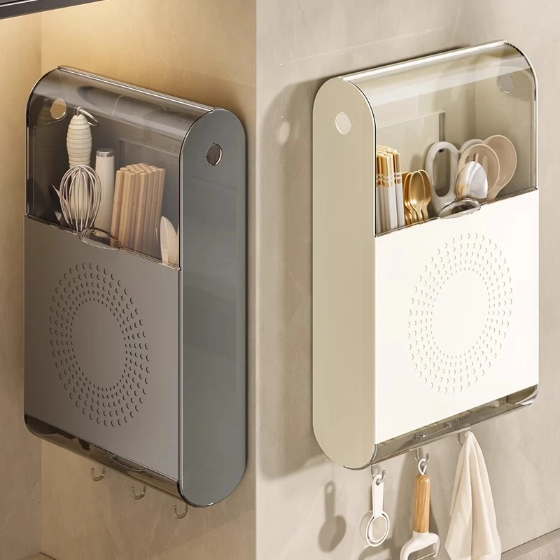 【新疆包邮】筷子收纳盒多功能厨房筷子筒置物架壁挂沥水勺子筷笼篓