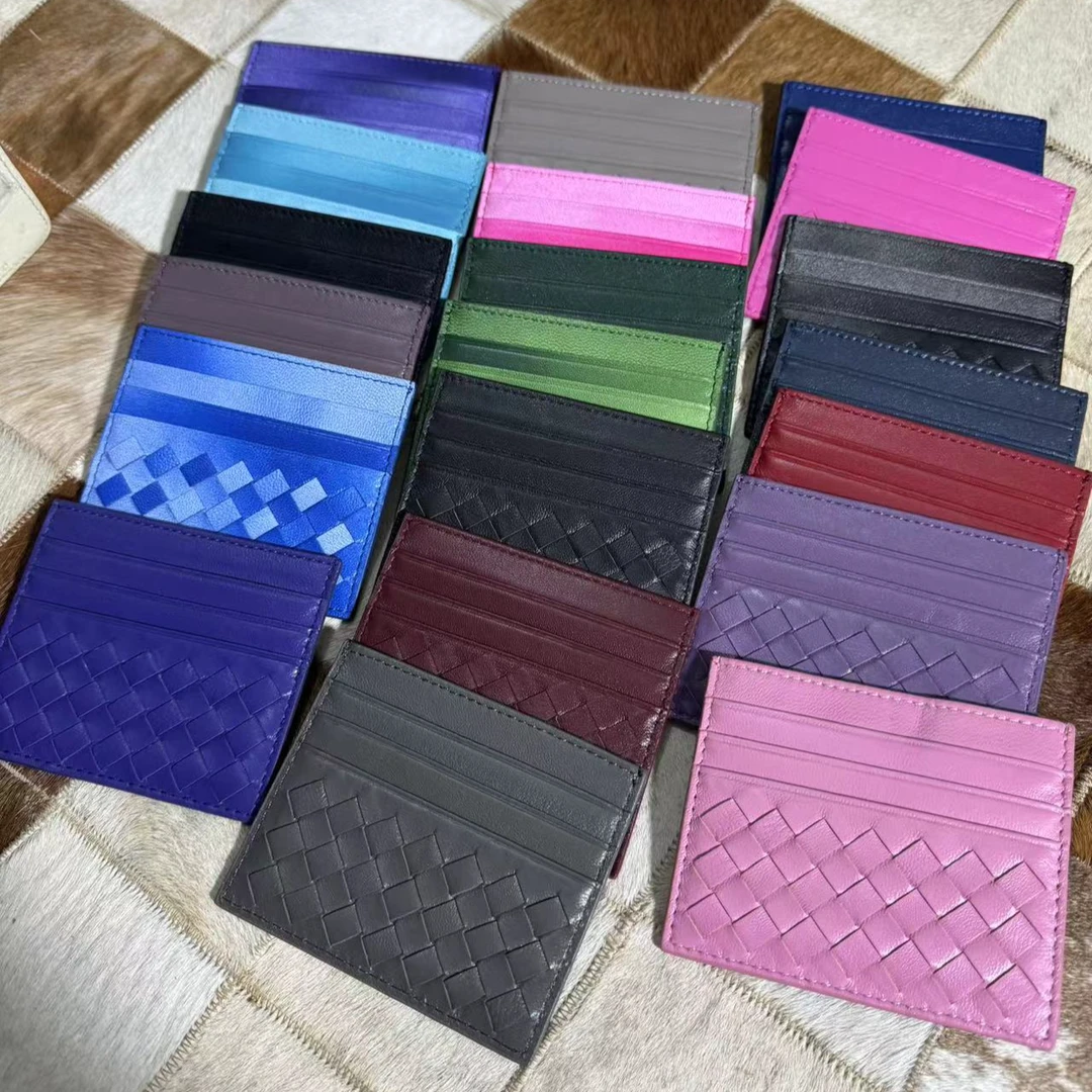 新款编织卡包真皮超薄卡钱包羊皮银行卡套银行卡收纳男女包高档