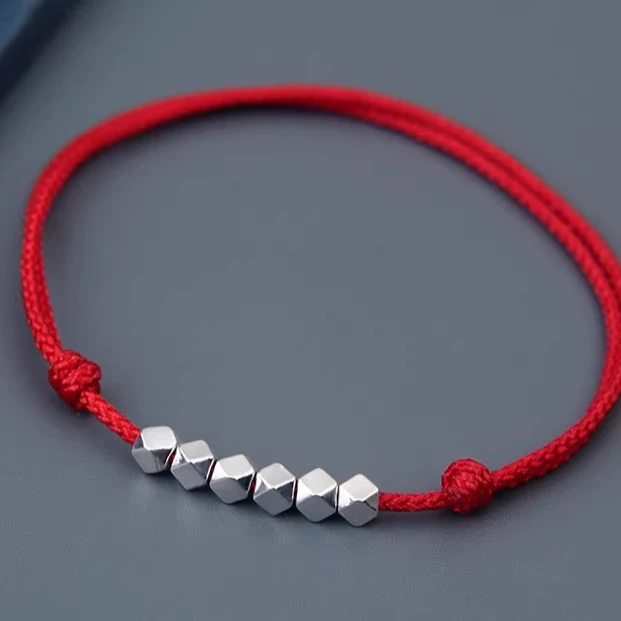 足银手链 足银999碎银几两编织红绳手链脚链本命年男女情侣款520