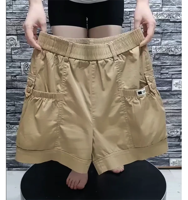 女士女款短裤显瘦薄款休闲裤百搭夏季工装四分裤韩版卡其色纯色