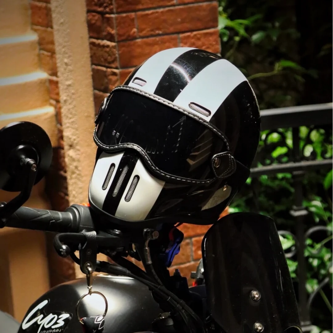 玻璃钢小盔体复古全盔机车摩托车巡航头盔轻量化男女四季骑行头盔