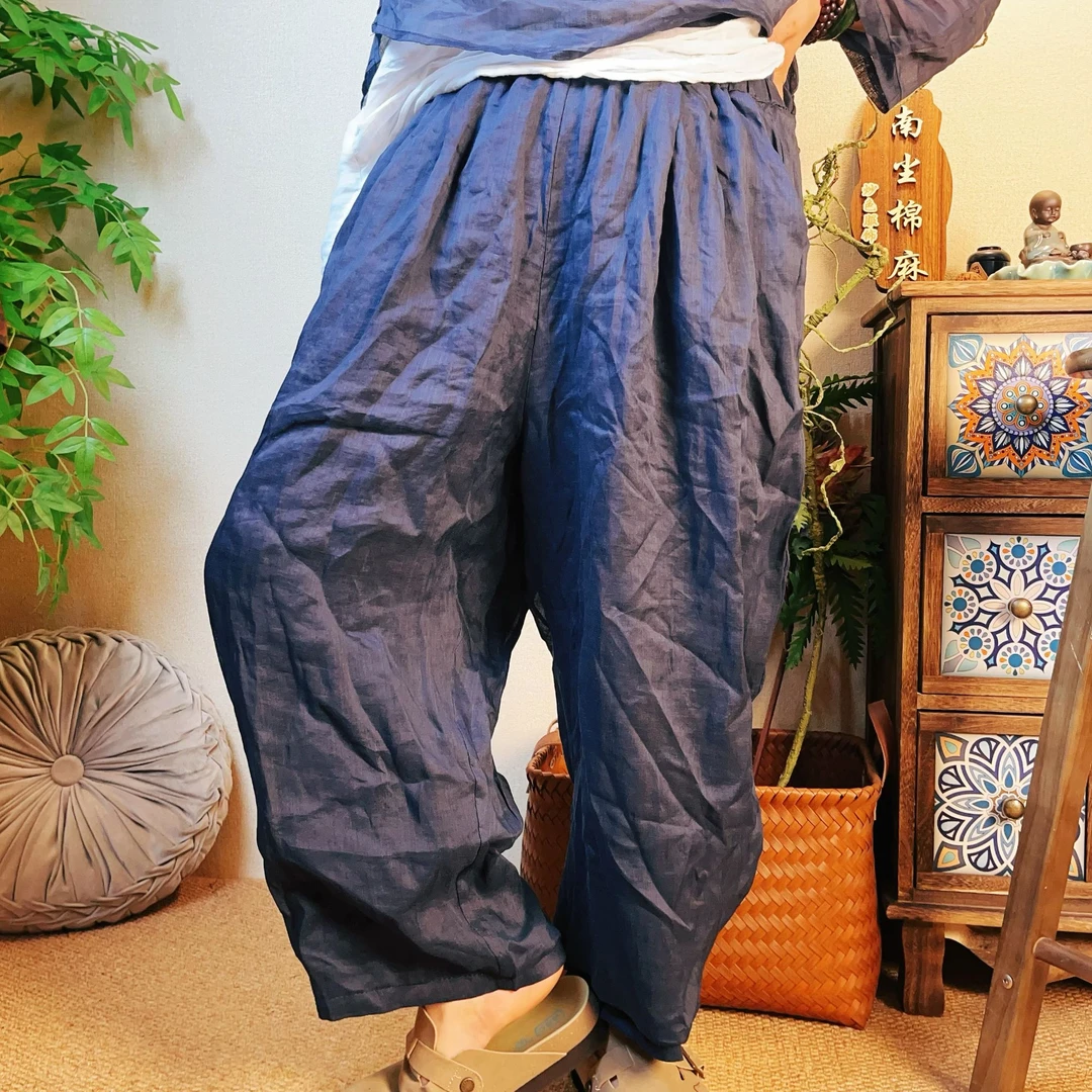 南尘！苎麻复古经典百搭老爹裤